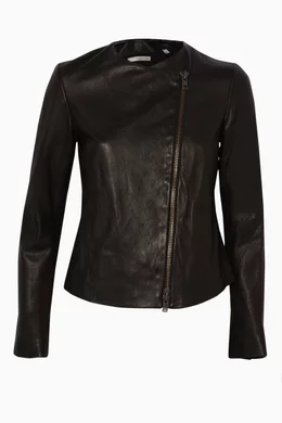 Vince cross front leather jacket black on sale