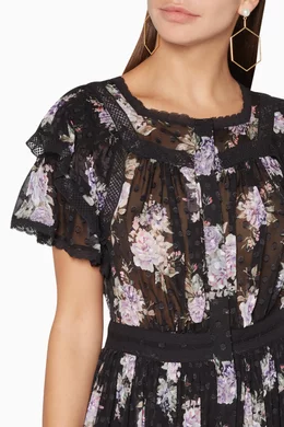 Buy LoveShackFancy Black Black Floral Print Claribel Dress For Women Online Ounass UAE