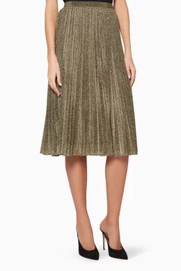 Buy WHISTLES Gold Gold Sparkle Pleated Midi Skirt For Women Online Ounass UAE
