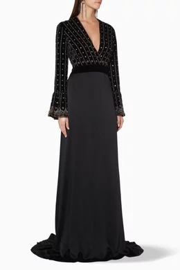 Buy Gucci Black Black Embellished Long-Sleeve Gown For Women Online |  Ounass UAE