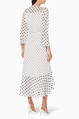 Buy Elliatt White White Polka Dot Abigail Midi Dress For Women Online Ounass UAE