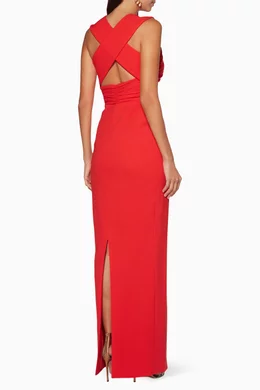 Buy Rachel Gilbert Orange Tangerine Red Draped Atlas Gown For Women Online Ounass UAE