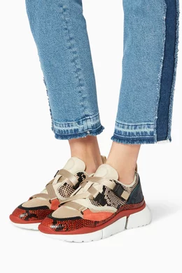 Buy Chloe Grey Multi Coloured Python Print Sonnie Sneakers For Women Online Ounass UAE
