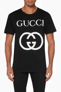 Buy Gucci Black Interlocking G Logo Cotton T Shirt For Men Online Ounass UAE