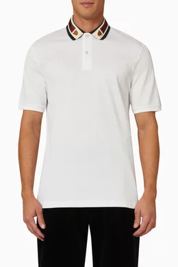 Buy Gucci White Web Feline Head Polo T shirt For Men Online Ounass UAE