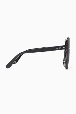 Buy Gucci Black Black Oversized Square Tortoise Sunglasses For Women Online Ounass UAE