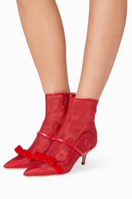 Buy Malone Souliers Red Red Claudia Luwolt Mesh Booties For Women Online Ounass UAE