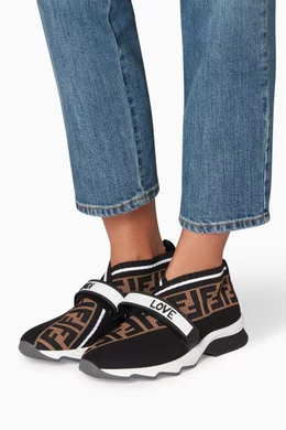 Buy Fendi Black Black Rockoko Velcro Strap Sneakers For Women Online Ounass UAE