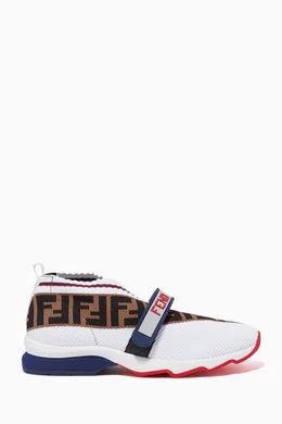 Buy Fendi White White Rockoko Velcro Strap Sneakers For Women Online Ounass UAE
