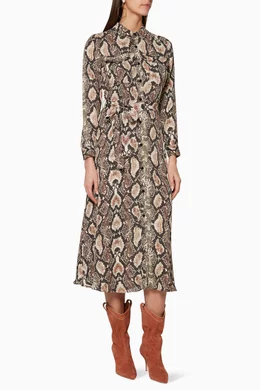 Buy WHISTLES Brown Multi Coloured Snake Print Elfrida Shirtdress For Women Online Ounass UAE