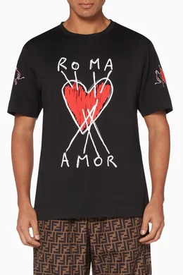 Buy Fendi Black Hearts Seeds T Shirt For Men Online Ounass UAE