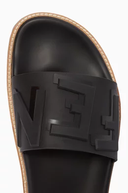 Fendi black rubber slides store
