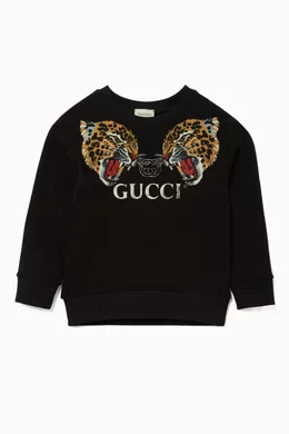 Buy Gucci Black Black Leopard Logo Sweatshirt For Boys Online Ounass UAE