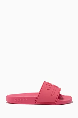 Neon pink gucci slides new arrivals