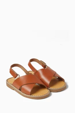 Buy Babywalker Brown Leather Crossover Sandals For Boys Online Ounass UAE