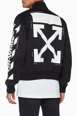 Buy Off-White Black Diagonal Stripe Varsity Jacket For Men Online