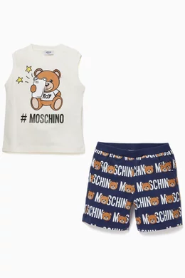 Buy Moschino White Teddy Logo Two Piece Set For Boys Online Ounass UAE