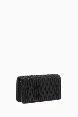 【Miu Miu】 Matelasse Nappa Leather Wallet Black Miu Miu Matelasse Nappa Leather Wallet Black in Leather - US