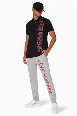 Buy Love Moschino Grey Vertical Logo Jogging Pants For Men Online Ounass UAE