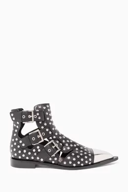 Buy Alexander McQueen Black Studded Cage Ankle Boots For Women Online Ounass UAE