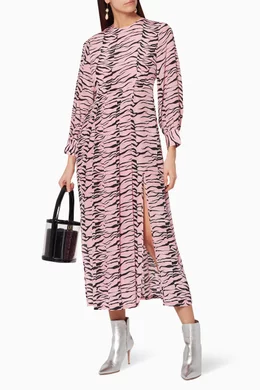 Buy RIXO Pink Emma Tiger Print Dress For Women Online Ounass UAE