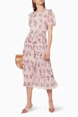 Buy LoveShackFancy Multicolour Rose Print Roxanne Dress For Women Online Ounass UAE