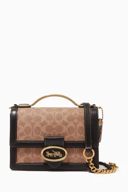 Buy Coach Black Signature Canvas Riley Top Handle 22 Bag For Women