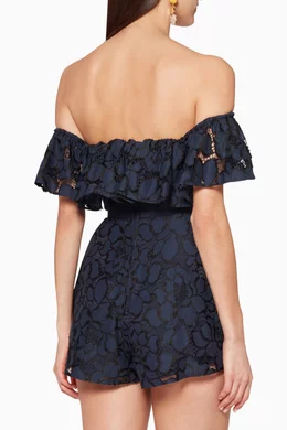 Buy Keepsake The Label Blue Honour Lace Playsuit For Women Online Ounass UAE