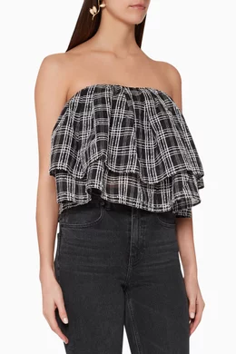 Checkered strapless top sales