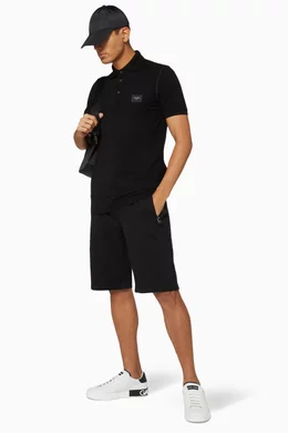 Buy Dolce & Gabbana Black Logo Plaque Jersey Bermuda Jogging