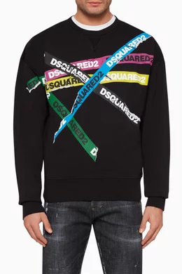Buy Dsquared2 Black Logo Tape Cotton Sweatshirt For Men Online Ounass UAE