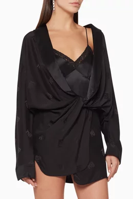 Buy Alexander Wang Black Draped Jacquard Silk Pajama Romper For Women Online Ounass UAE
