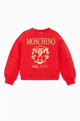 Buy Moschino Red Milano Logo Sweatshirt For Boys Online Ounass UAE