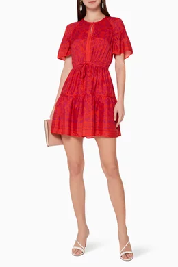 Buy WHISTLES Pink Henna Print Flippy Dress For Women Online Ounass UAE