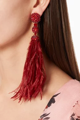 Oscar de la renta feather earrings on sale