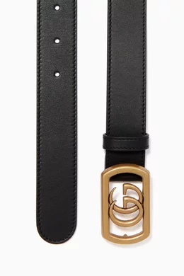 Gucci leather belt with framed double g cheap