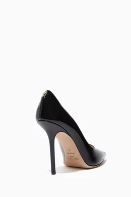 JIMMY CHOO LEXX100 ミュール 2WAY チェーン ハイヒール黒 Jimmy Choo - Lexx Black Leather Chain Slingback Mule, 100mm