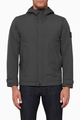 Stone island grey hooded jacket hot sale