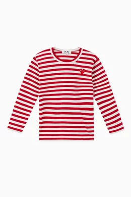 Buy Comme des Garcons PLAY Red Striped Logo Applique T Shirt For Girls Online Ounass UAE