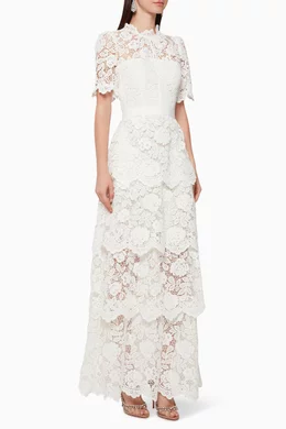 Self Portrait Tiered Lace Maxi Dress SELF-PORTRAIT Off-The