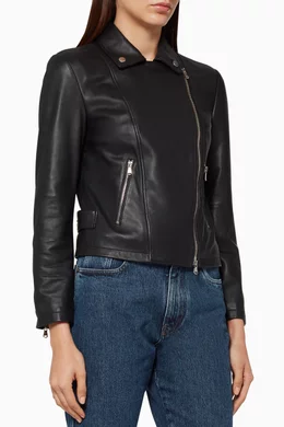 Emporio armani black leather jacket outlet