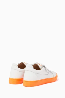 Buy Giuseppe Zanotti White Frankie Fluo Leather Sneakers For Boys Online Ounass UAE