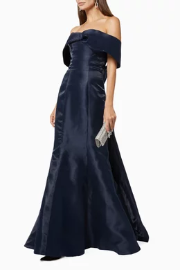 Buy Basix Blue Strapless Satin Gown For Women Online Ounass UAE