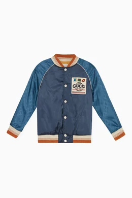 Buy Gucci Blue Varsity Bomber Jacket For Boys Online Ounass UAE