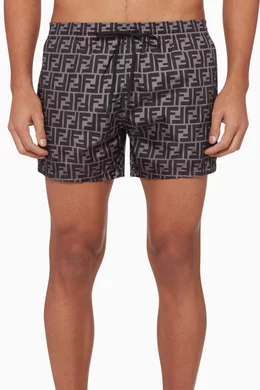 Buy Fendi Black FF Logo Swim Shorts For Men Online Ounass UAE