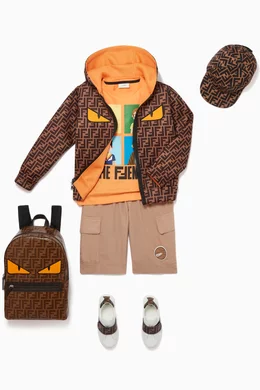 Buy Fendi Orange Monster Eyes Reversible Neoprene Hoodie For Boys Online Ounass UAE