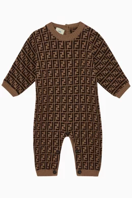 Buy Fendi Brown FF Logo Jumpsuit For Baby Boys Online | Ounass UAE