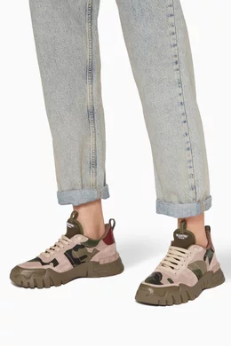 Buy Valentino Garavani Green Valentino Garavani Camouflage Rockrunner Sneakers For Women Online Ounass UAE