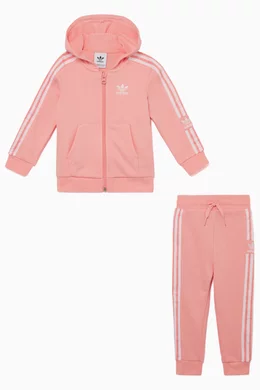 Buy adidas Pink Lock Up Hooded Tracksuit For Kids Online Ounass UAE