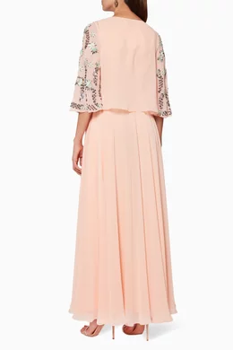 Buy SHAIRA Color Embroidered Cape Dress For Women Online Ounass UAE